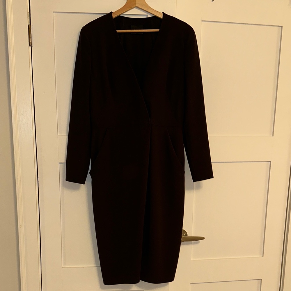 Akris Elegant Dark Brown Long Sleeve Dress
